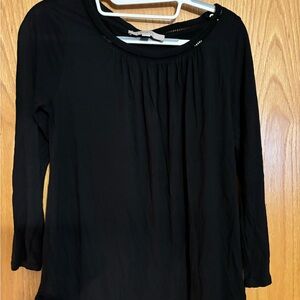 LOFT Black 3/4 Sleeve Relaxed Blouse